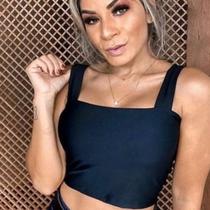 Blusa cropped feminino alça larga tecido suplex sem bojo