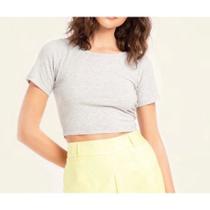 Blusa cropped feminino básico canelado