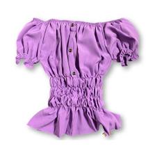 Blusa cropped feminino ciganinha botões e lastex elegante - Filó Modas