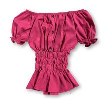 Blusa Cropped feminino ciganinha botões e lastex moda feminina