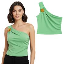 Blusa Cropped Feminino Fivela Ombro Só Regata Candy Color
