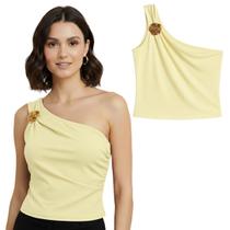 Blusa Cropped Feminino Fivela Ombro Só Regata Candy Color Blusa Cropped Feminino Fivela Ombro Só Regata Candy Color