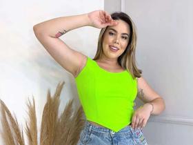 Blusa Cropped Feminino manga cava modinha