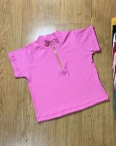 Blusa Cropped Feminino Manga Curta Com Zíper