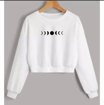 Blusa Cropped Feminino Moletom Premium Fases da lua