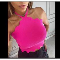 Blusa cropped feminino nuvem tricô modal amarração moda blogueira