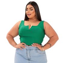 Blusa Cropped Feminino Plus Size Suplex Com Bojo