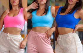 Blusa cropped feminino regata canelado