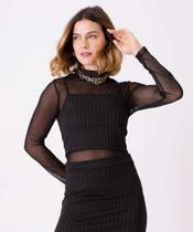 Blusa Cropped Feminino Risca De Giz Alças Finas Marisa-25217