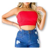 Blusa Cropped feminino top faixa poliéster moda gringa