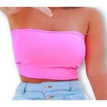 Blusa Cropped feminino top faixa poliéster tecido confortável