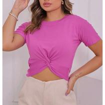 Blusa Cropped feminino viscolycra manga curta nozinho moda fashion