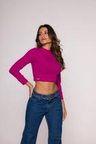 Blusa Cropped Gola Alta Manga Longa Blusa Cropped Gola Alta Manga Longa