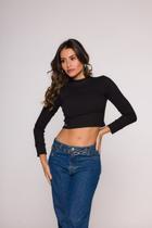 Blusa Cropped Gola Alta Manga Longa Blusa Cropped Gola Alta Manga Longa