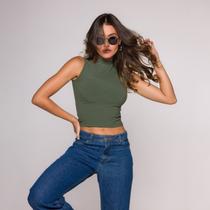 Blusa Cropped Gola Alta Regata Blusa Cropped Gola Alta Regata