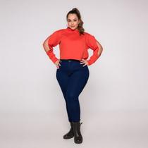 Blusa Cropped gola com manga longa e fenda lateral nos braço