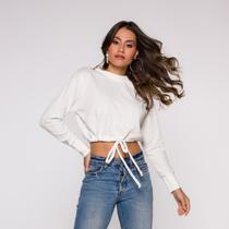 Blusa Cropped gola e franzido com cadarço na cintura Blusa Cropped gola e franzido com cadarço na cintura