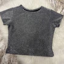 Blusa Cropped gola rasa poliamida lurex manga curta feminino