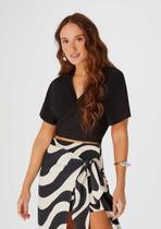 Blusa Cropped Hering Feminina Com Amarração - Preto