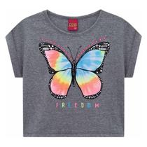 Blusa Cropped Infantil Kyly Borboleta Tie Dye Menina