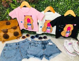 Blusa Cropped Infantil Menina Capivara Blogueirinha Mini Diva