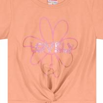 Blusa Cropped Infantil Menina Com Bordado Em Malha Brandili Rosa