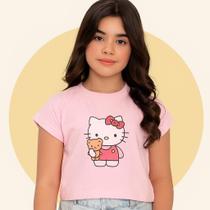 Blusa cropped infantil menina personagens