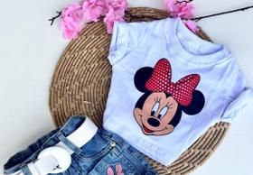 Blusa cropped infantil menina -Personagens Stitch-Minnie etc