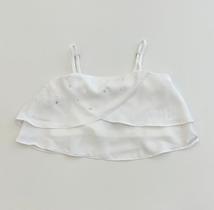 Blusa Cropped Infantil Menina Vanilla Cream Off White Camadas Com Strass