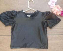Blusa cropped infantil preta