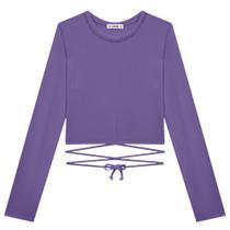 Blusa Cropped Juvenil Lilimoon em Malha Maiuí cor Roxa