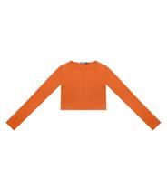 Blusa Cropped Juvenil Manga Longa Minty Laranja