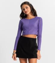 Blusa Cropped Juvenil Manga Longa Minty Roxo