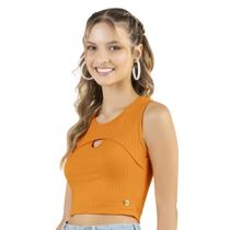 Blusa Cropped Juvenil Mod.Me em Canelado na cor Laranja