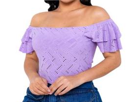 Blusa Cropped laise ciganinha dois babados feminina