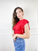 Blusa Cropped laise manga morcego nozinho na cintura moda feminina fashion