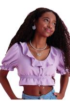 Blusa Cropped Lilás Babado Infantil Vanilla Cream
