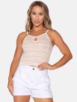 Blusa Cropped Listrado de Malha