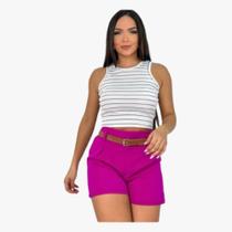 Blusa cropped listrado regata cavado feminino Casual Chic