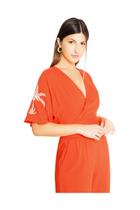 Blusa Cropped Lunender Viscose Com Bordado Laranja Blusa Cropped Lunender Viscose Com Bordado Laranja