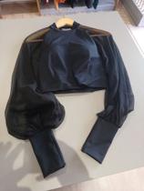 Blusa cropped malha plisse Blusa cropped malha plisse