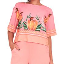 Blusa Cropped Malwee Ampla Estampada Básica