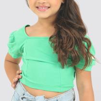 Blusa Cropped Manga Bufante Infantil Menina - Evolução