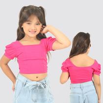 Blusa Cropped Manga Bufante Infantil Menina - Evolução