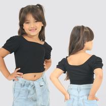 Blusa Cropped Manga Bufante Infantil Menina - Evolução