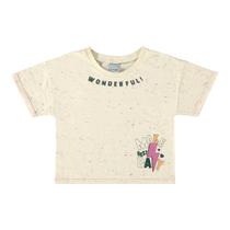 Blusa Cropped Manga Curta Algodão Off White Menina Infantil Blusa Cropped Manga Curta Algodão Off White Menina Infantil