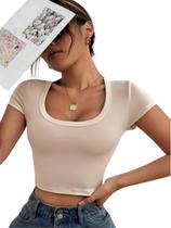 Blusa Cropped Manga Curta Feminino Estilo e Conforto verão TAM ÚNICO