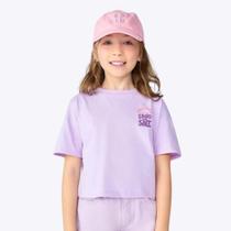 Blusa Cropped Manga Curta Lilás Infantil Menina Hering Kids