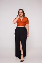 Blusa Cropped manga curta nó embutido e amarrado costas