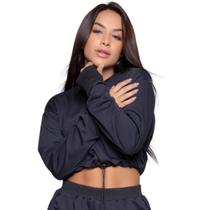 Blusa Cropped Manga Longa Com Regulagem Vekyo Gringa Moletinho Frio Moda Casual Feminina Blusa Cropped Manga Longa Com Regulagem Vekyo Gringa Moletinho Frio Moda Casual Feminina